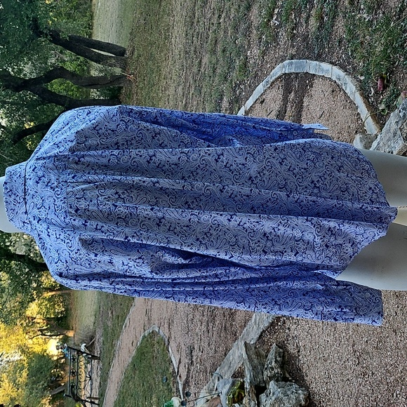 Panhandle Rough Stock TX USA 100% Cotton Blue White Paisley Shirt Size Large - Picture 6 of 9